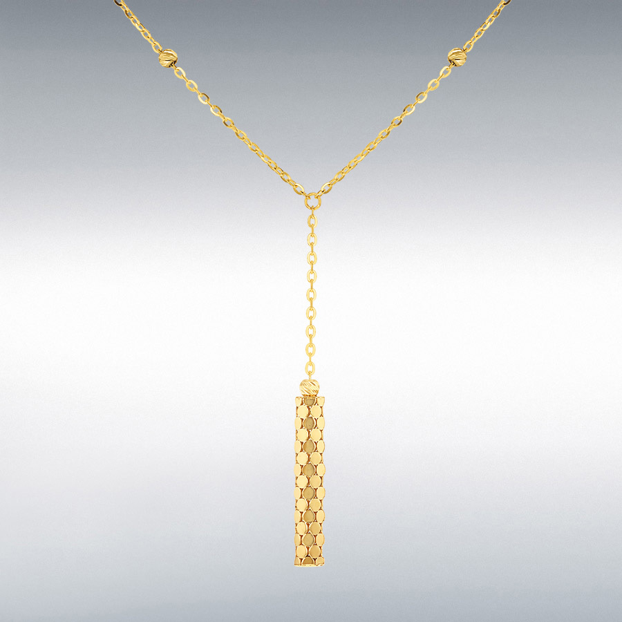 9ct Gold Round Mirror Station Pendant Necklace