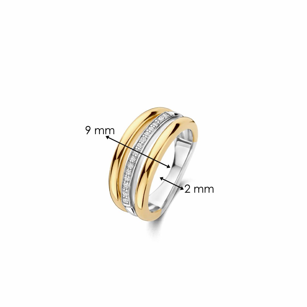 TI SENTO Sterling Silver & Gold Plated Cubic Zirconia Set Ring