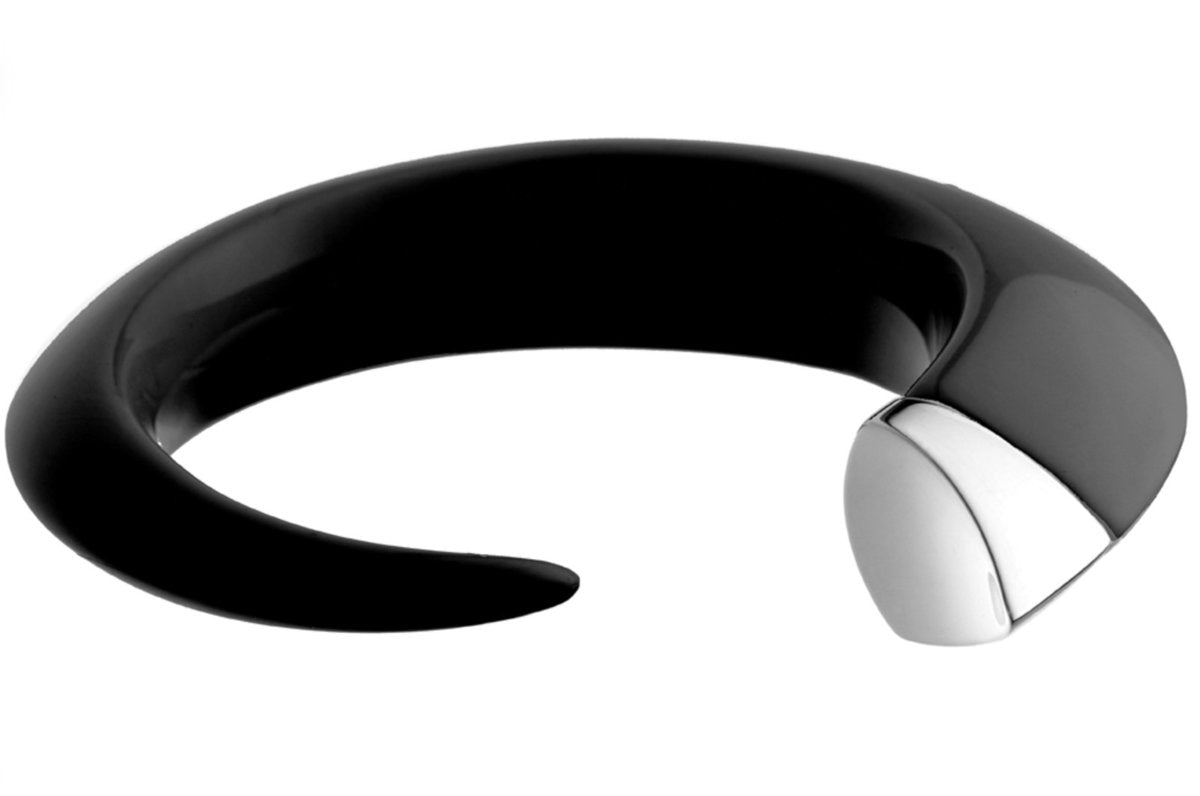 Shaun Leane Sterling Silver & Ebony Resin Signature Tusk Bangle (medium) SLS115