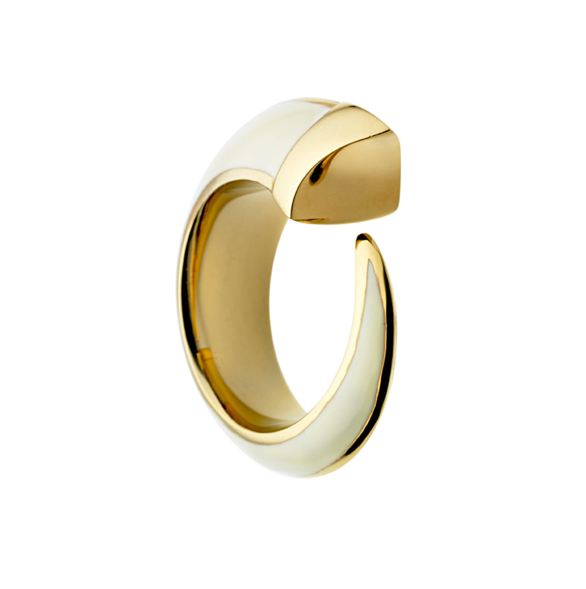 Shaun Leane Vermeil Ivory Enamel Signature Tusk Ring (size P) SLS367