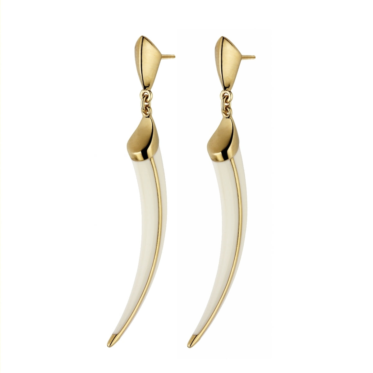 Shaun Leane Vermeil Ivory Enamel Knife Edge Signature Tusk Earrings SLS475