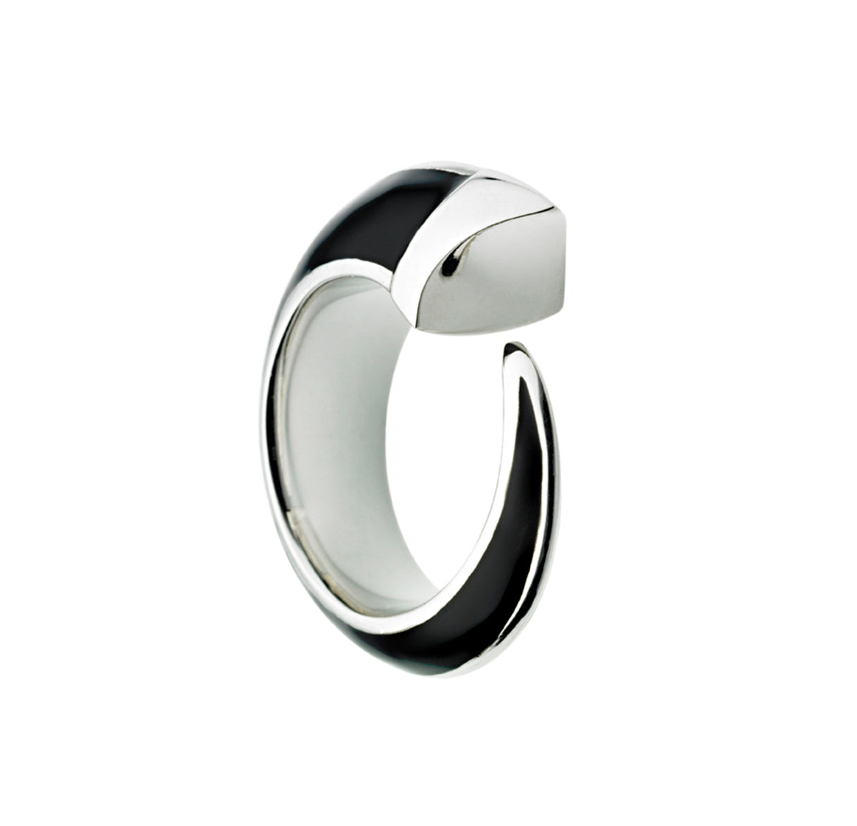 Shaun Leane Sterling Silver & Black Enamel Signature Tusk Ring (size M) SLS364