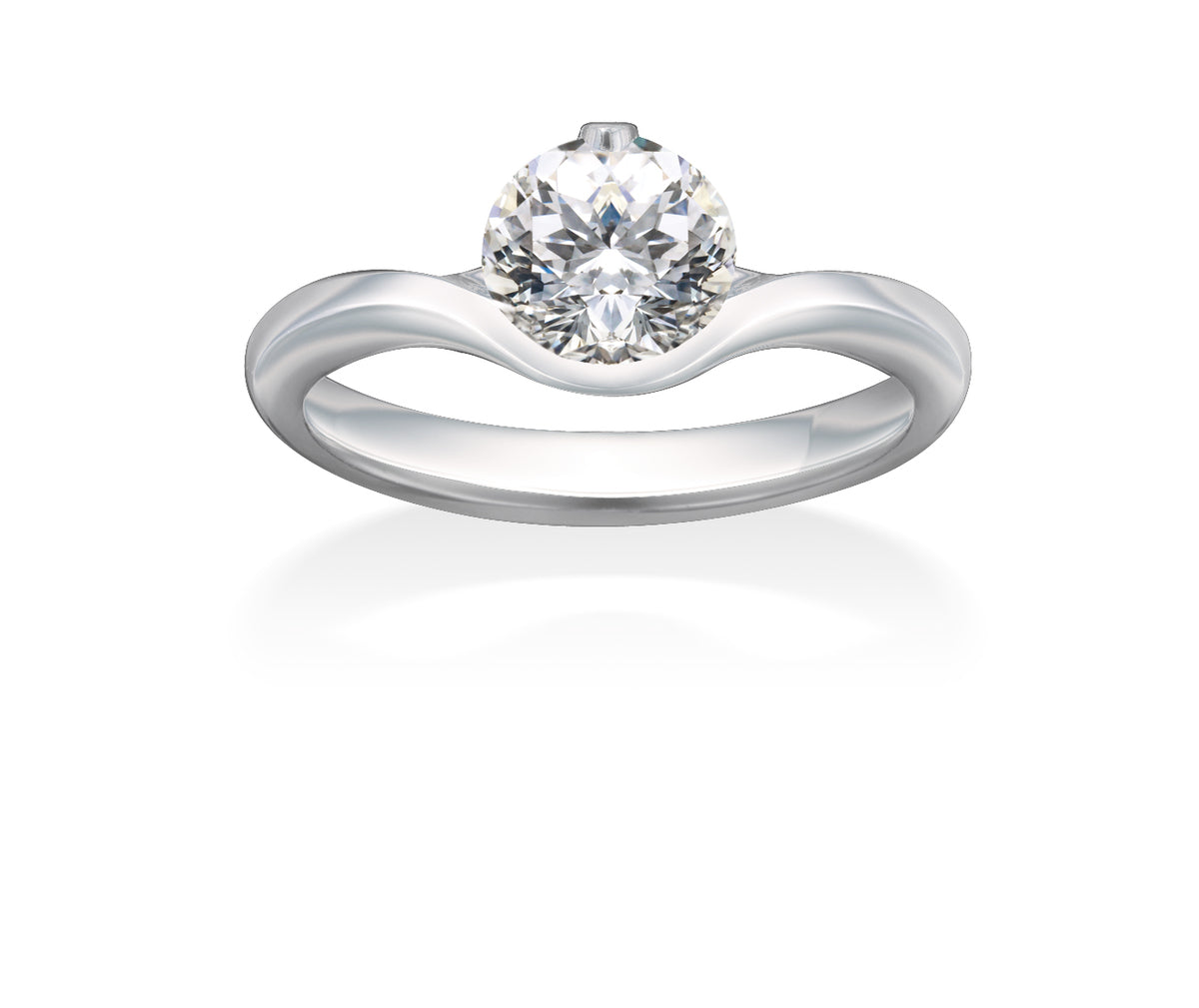 Mastercut 18ct White Gold Single Stone Wave 0.30ct Diamond Ring C8RG001 030W