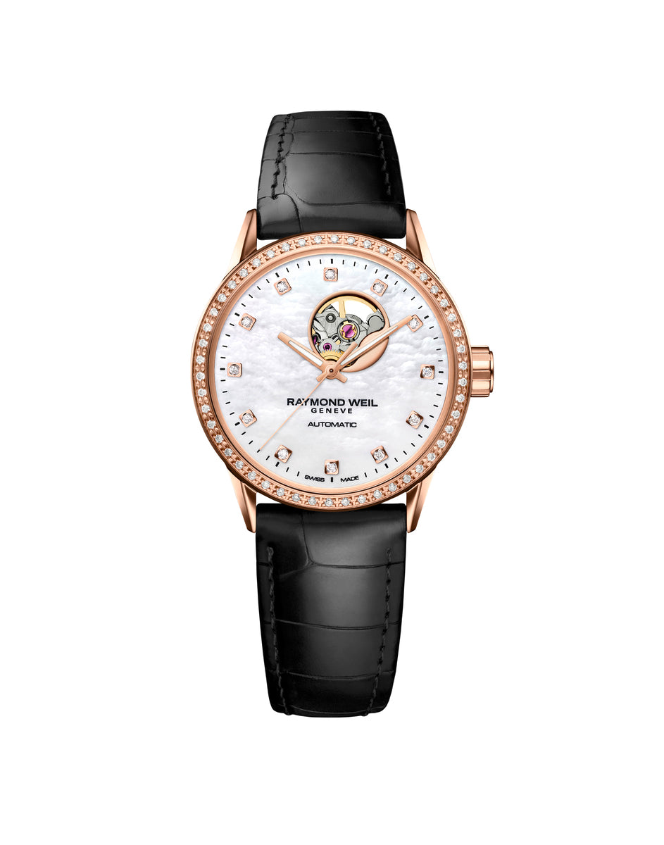 Raymond Weil Freelancer Mother of Pearl Dial PVD Rose Gold Plated Womens Watch 2410-C5S-97085