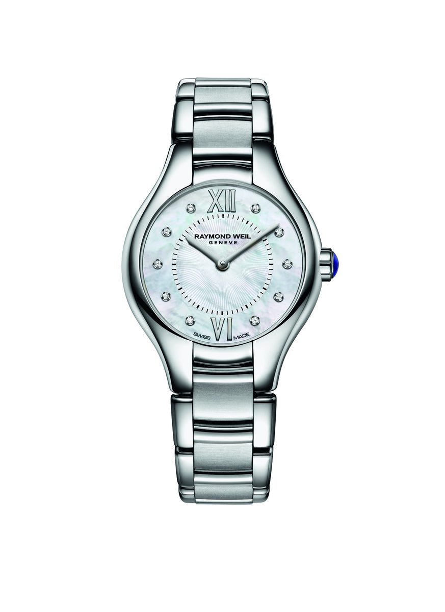Raymond Weil Noemia Mother of Pearl Diamond Dot Dial Stainless Steel Womens Quartz Watch 24mm 5124-ST-00985
