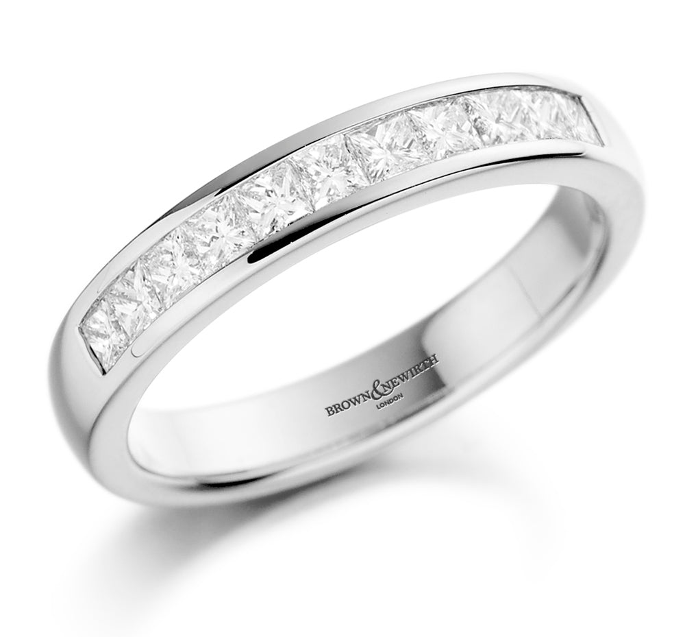 Brown & Newirth Platinum 0.50ct Princess Cut Diamond Channel Set Half Eternity Ring HET101