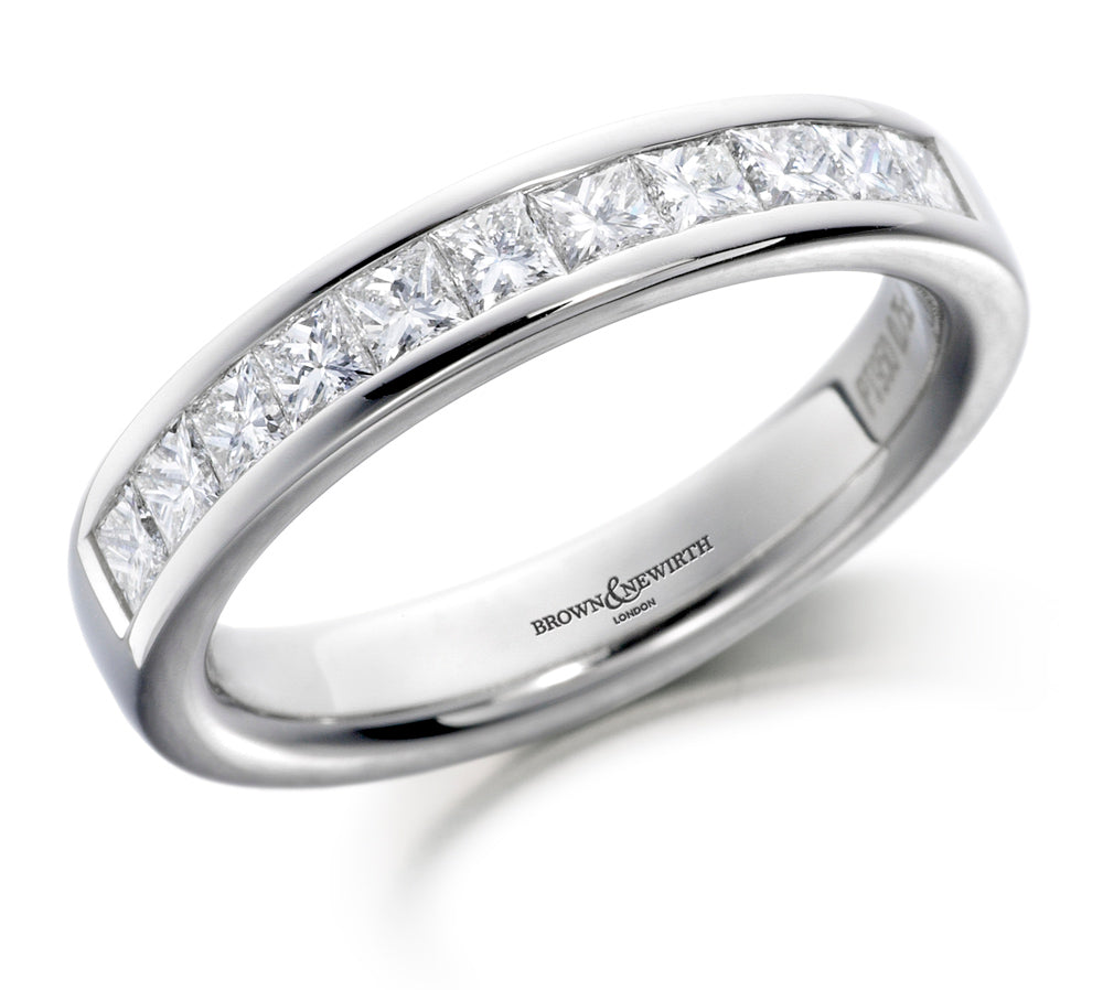 Brown & Newirth Platinum 0.75ct Princess Cut Diamond Channel Set Half Eternity Ring HET102