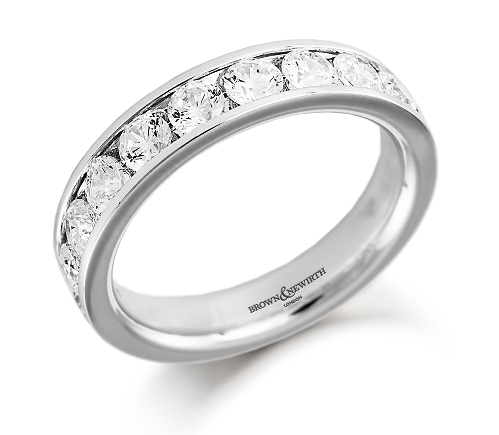 Brown & Newirth Platinum 1.00ct Brilliant Cut Diamond Channel Set Half Eternity Ring HET266