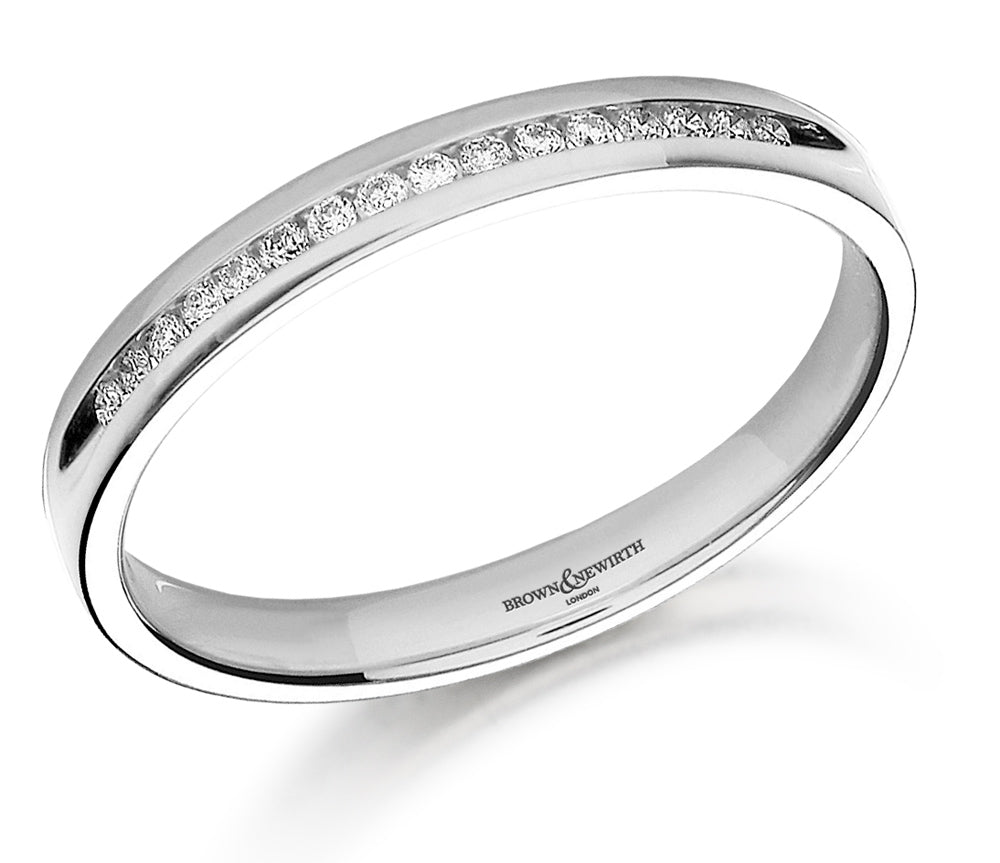 Brown & Newirth Platinum 0.07ct Brilliant Cut Diamond Channel Set Half Eternity Ring HET291