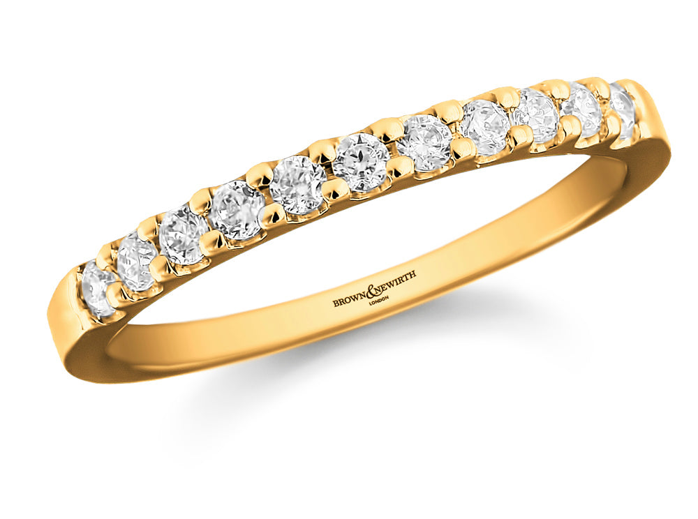 Brown & Newirth 18ct Gold 0.25ct Brilliant Cut Diamond Claw Set Half Eternity Ring HET717
