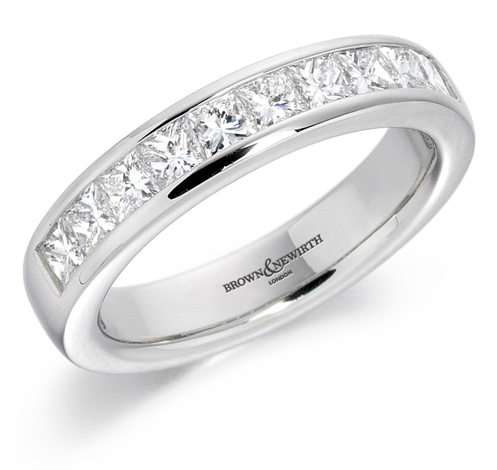 Brown & Newirth Platinum 1.00ct Princess Cut Diamond Channel Set Half Eternity Ring HET103