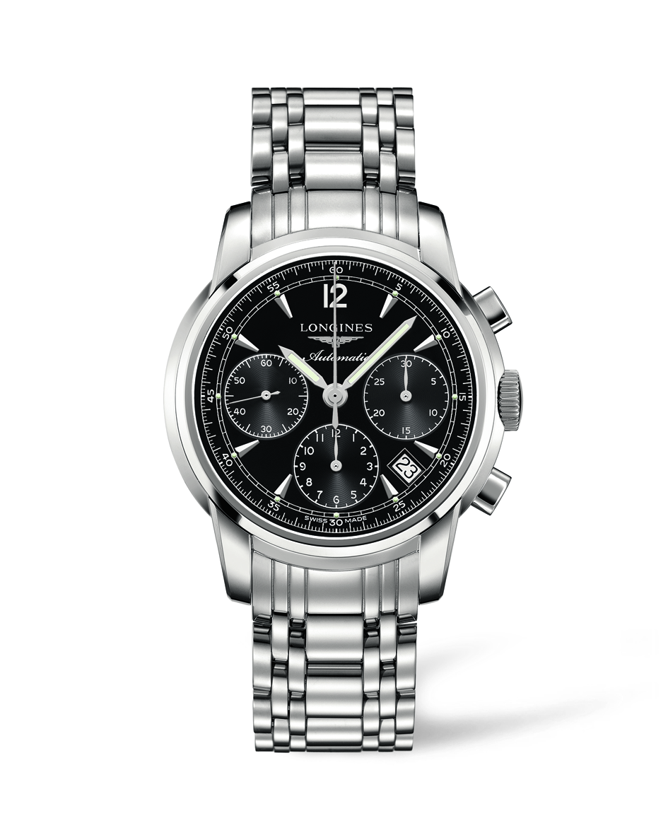 Longines Saint-Imier Collection Black Dial Stainless Steel Mens Chronograph Watch L27524526
