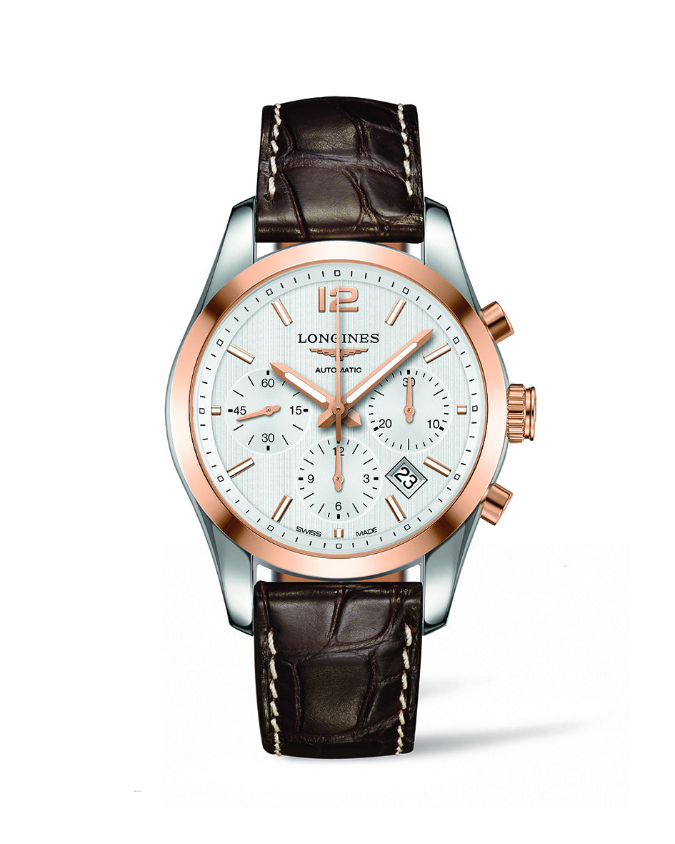 Longines Conquest Classic Silver Dial Two Tone Mens Chronograph Watch L27865763