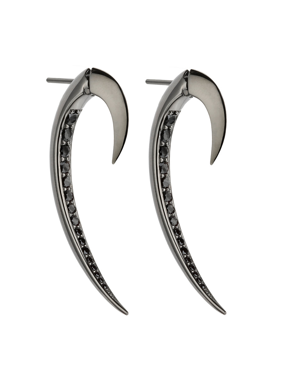 Shaune Leane Sterling Silver & Black Rhodium Spinel Signature Tusk Hook Special Edition Earrings (size 1) SLS266BRBS