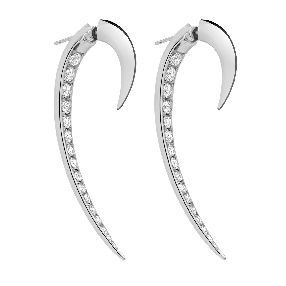 Shaune Leane 18ct White Gold Diamond Set Signature Tusk Hook Earrings (size 1) SLD166DIA