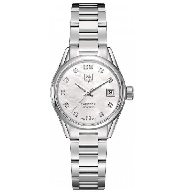 TAG Heuer Carrera Lady Mother of Pearl Diamond Set Dial Stainless Steel Womens Watch WAR2414.BA0770