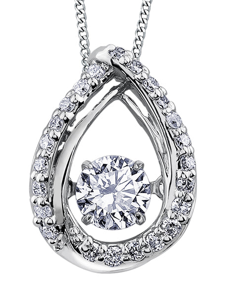 9ct Canadian White Gold Pulse Diamond Set Teardrop Pendant Necklace P3125W/35C-10