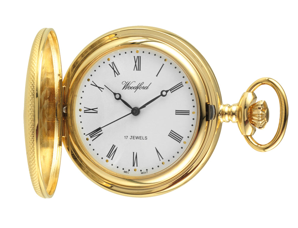 Woodford Gold Plated Mechanical Half Hunter Pocket Watch