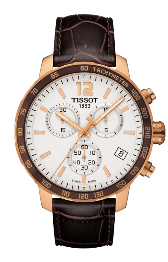 Tissot Quickster Silver Dial PVD Rose Gold Plated Mens Quartz Chronograph Watch T0954173603700