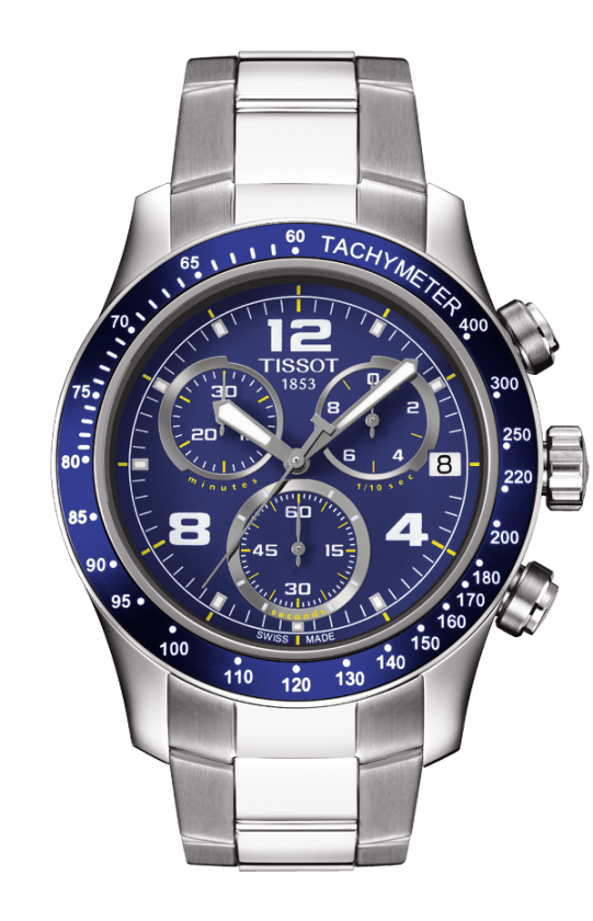 Tissot V8 Blue Dial Stainless Steel Mens Quartz Chronograph Watch T0394171104702