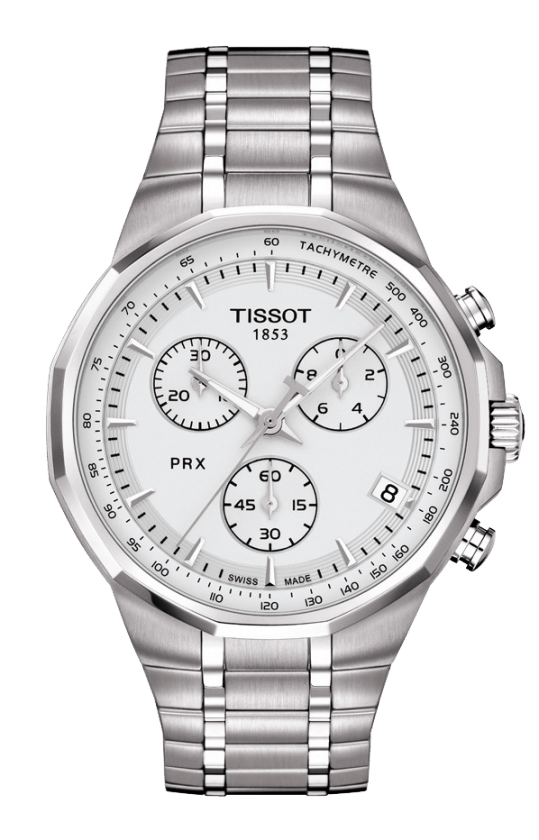 Tissot PRX Silver Dial Stainless Steel Mens Quartz Chronograph Watch T0774171103100