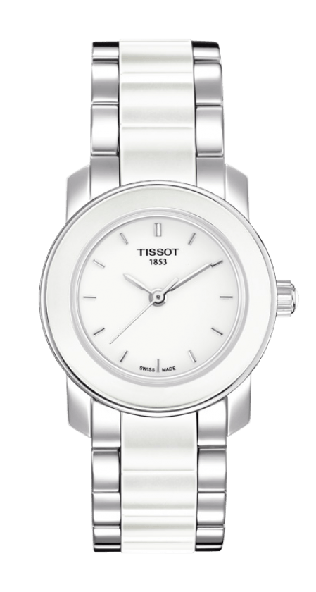 Tissot Cera White Dial Stainless Steel & White Ceramic Womens Quartz Watch T0642102201100