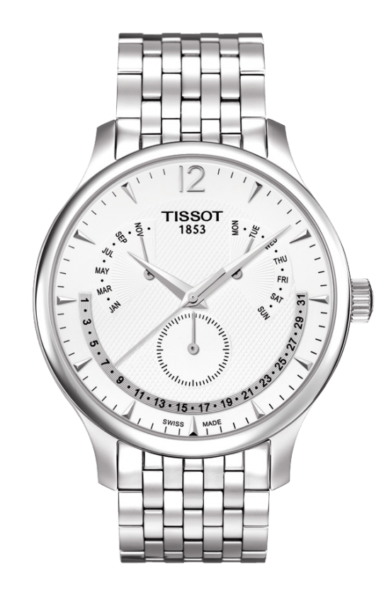 Tissot Tradition Perpetual Calendar Silver Dial Stainless Steel Mens Quartz Watch T0636371103700