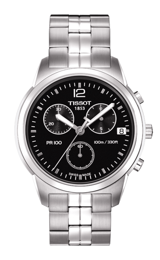 Tissot PR 100 Black Dial Stainless Steel Mens Quartz Chronograph Watch T0494171105700
