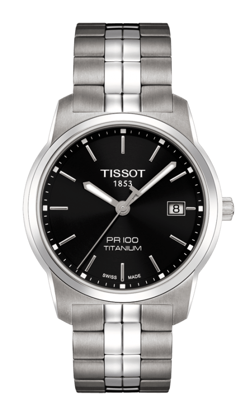 Tissot PR 100 Black Dial Titanium Mens Quartz Watch T0494104405100