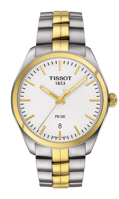 Tissot PR 100 Silver Dial Two Tone Mens Quartz Watch T1014102203100