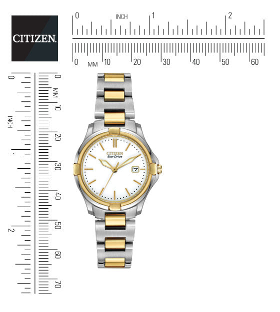 Citizen Eco-Drive Silhouette Sport White Dial Two Tone Womens Watch EW1964-58A