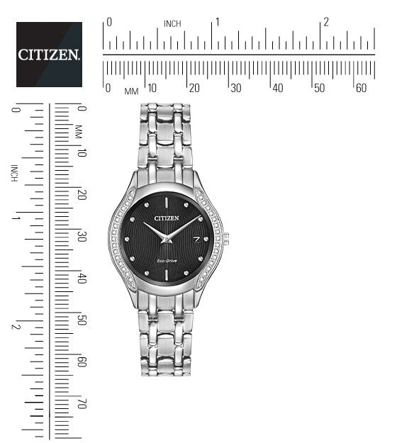 Citizen Eco-Drive Silhouette Diamond Black Dial Stainless Steel Womens Watch GA1060-57E