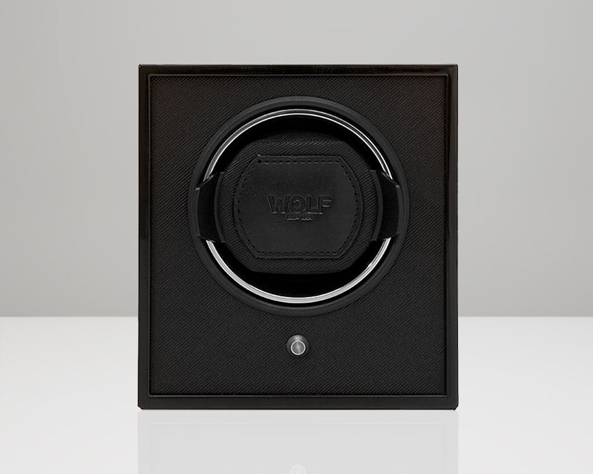 WOLF Black Lacquered Cub Single Winder Watch Winding Box 460470
