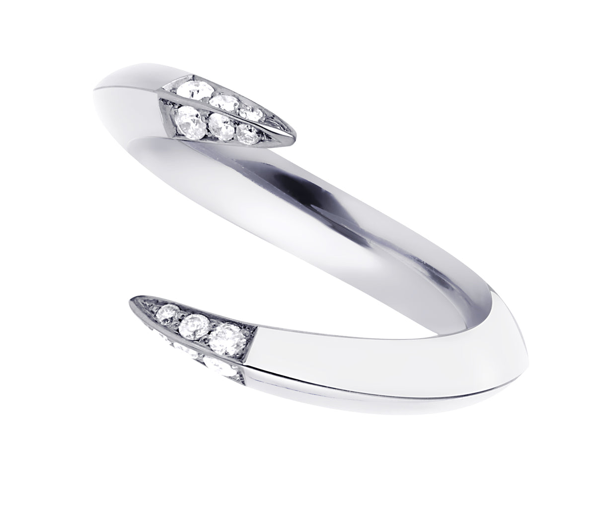 Shaun Leane Sterling Silver & Diamond Signature Open Ring (Size M) SLS619