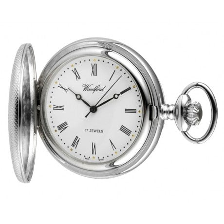 Woodford Chrome Plated Mechanical Half Hunter Pocket Watch