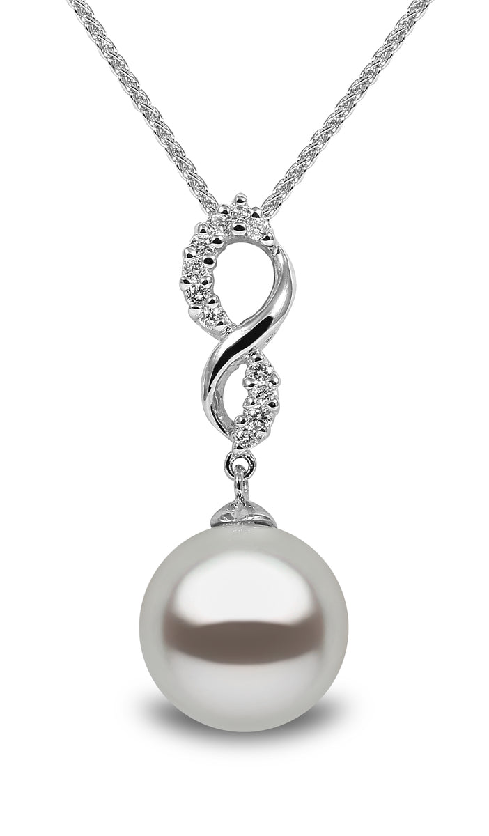 YOKO London 18ct White Gold Cultured Freshwater Pearl & Diamond Set Pendant Necklace