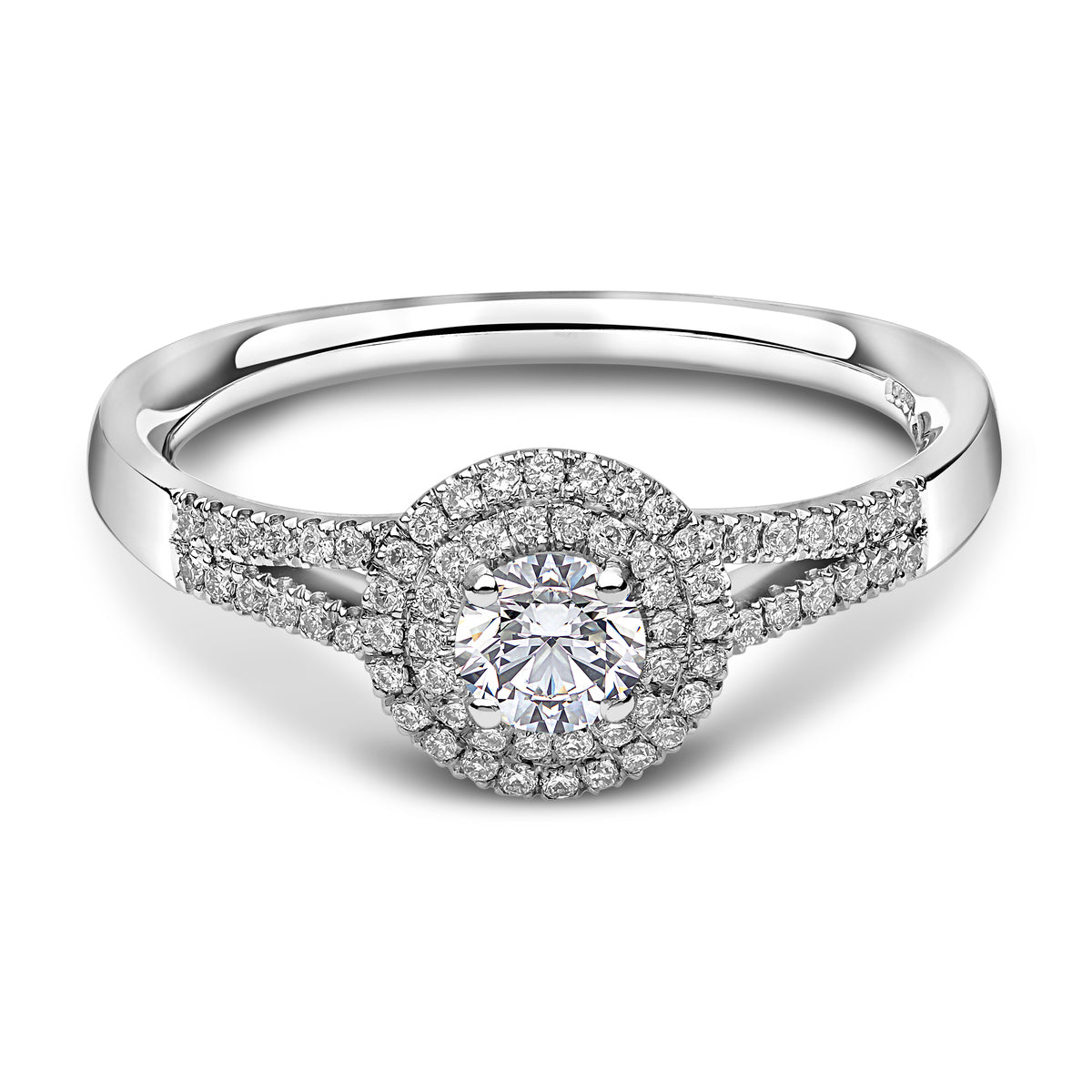 Chalfen of London Shimmer 2 Platinum Solitaire with Halo Cluster 0.67ct Diamond Ring