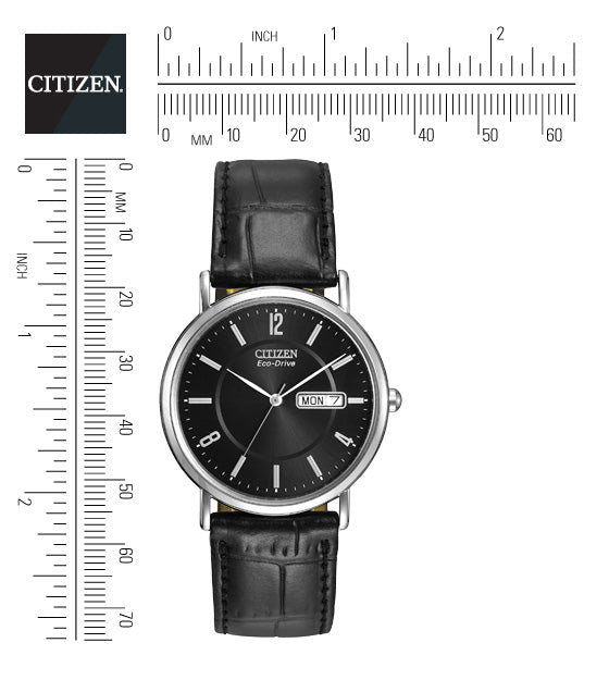 Citizen Eco-Drive Black Dial Stainless Steel Day-Date Mens Watch BM8240-03E