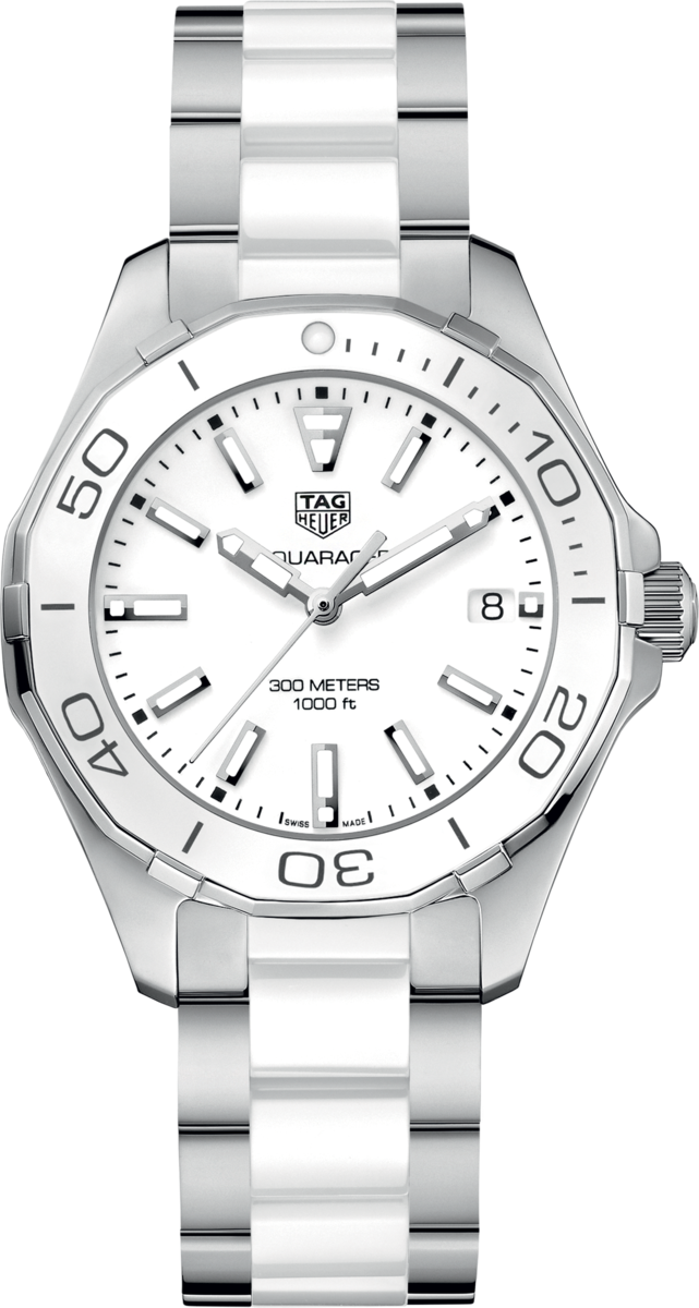 TAG Heuer Aquaracer Lady Stainless Steel & White Ceramic Womens Quartz Watch WAY131B.BA0914