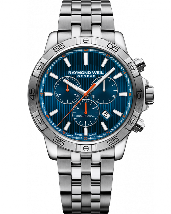 Raymond Weil Tango 300 Blue Dial Stainless Steel Mens Quartz Chronograph Watch 8560-ST2-50001