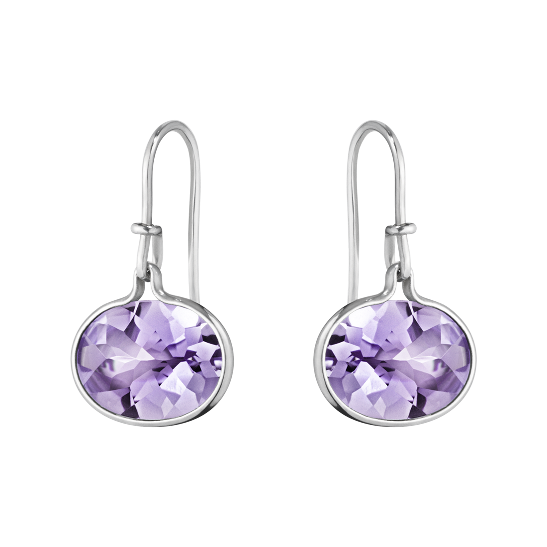 Georg Jensen SAVANNAH Sterling Silver & Amethyst Hook Drop Earrings 10003041