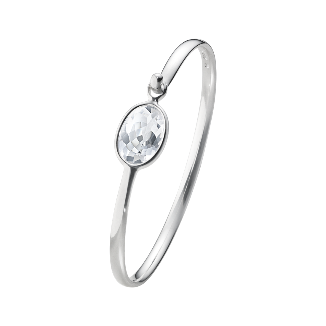 Georg Jensen SAVANNAH Sterling Silver & Rock Crystal Bangle 10007235