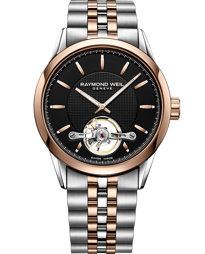 Raymond Weil Freelancer Calibre RW1212 Black Dial Two Tone Mens Watch 2780-SP5-20001