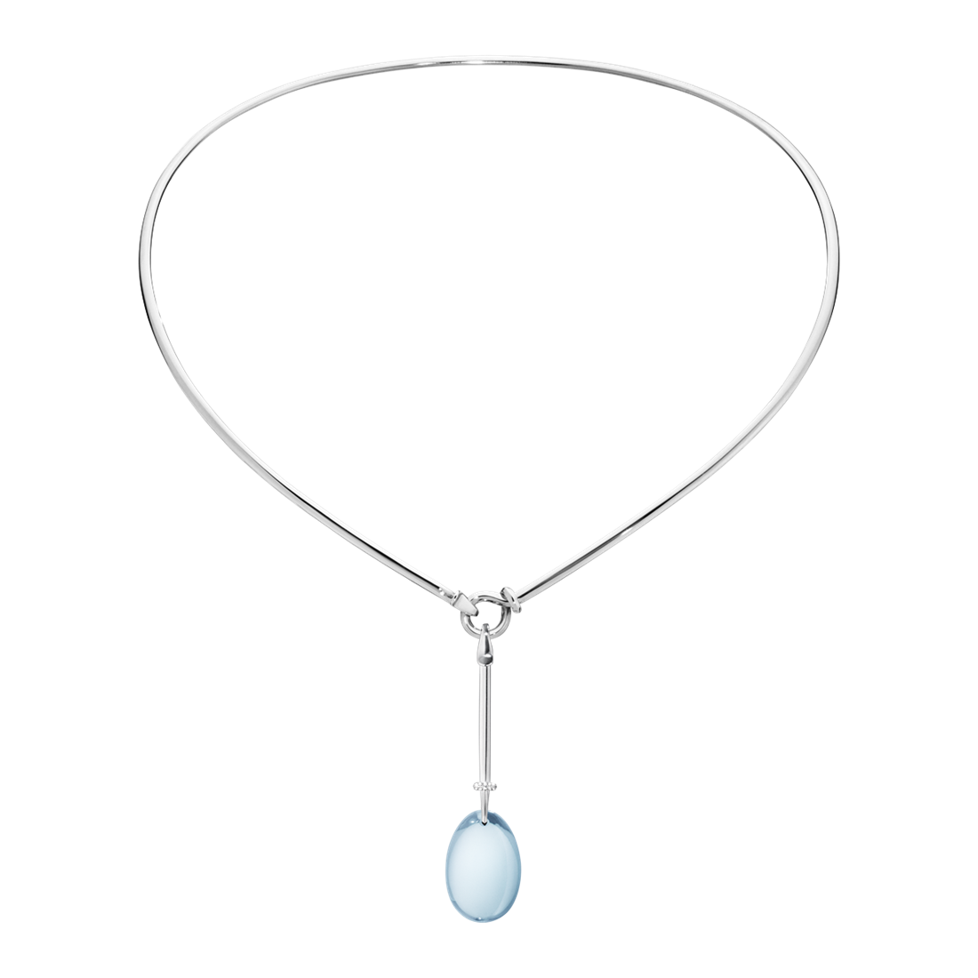Georg Jensen DEW DROP Sterling Silver Blue Topaz & Diamond Pendant Necklace 3536403