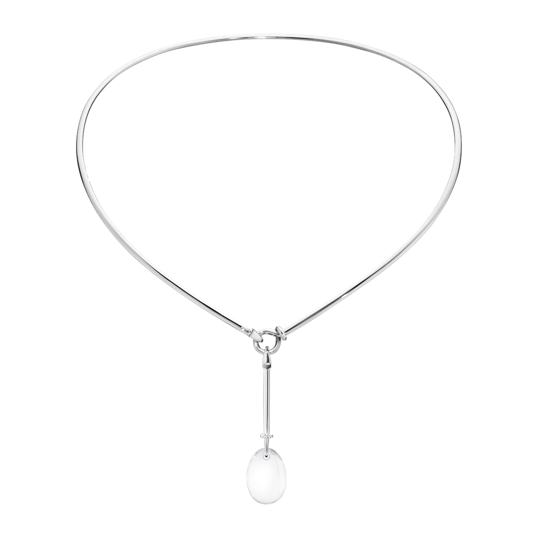 Georg Jensen DEW DROP Sterling Silver Rock Crystal & Diamond Pendant Necklace 3536395