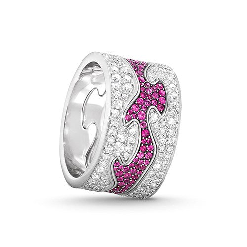 Georg Jensen FUSION 18ct White Gold & Pink Sapphire Centre Ring 3572520