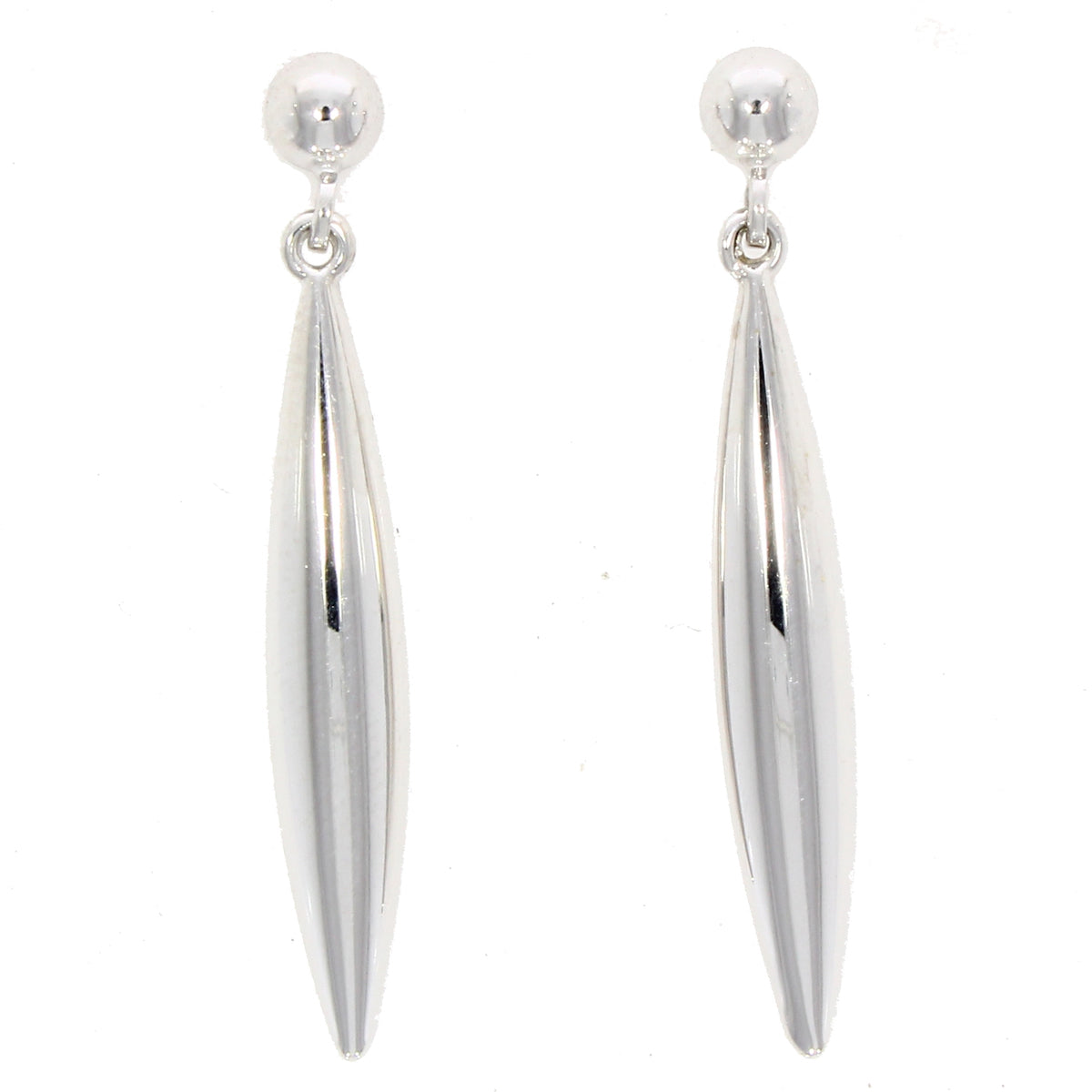 9ct White Gold Polished Marquise Drop Earrings