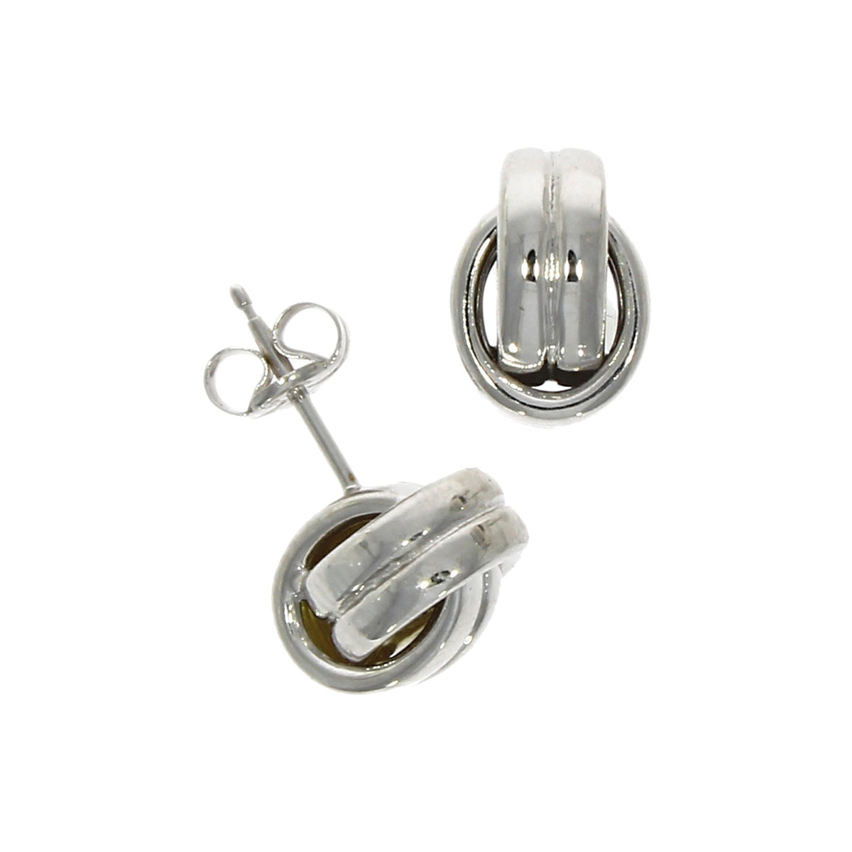 9ct White Gold Polished Oval Knot Stud Earrings