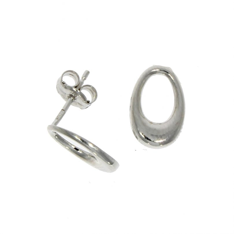 9ct White Gold Open Oval Stud Earrings
