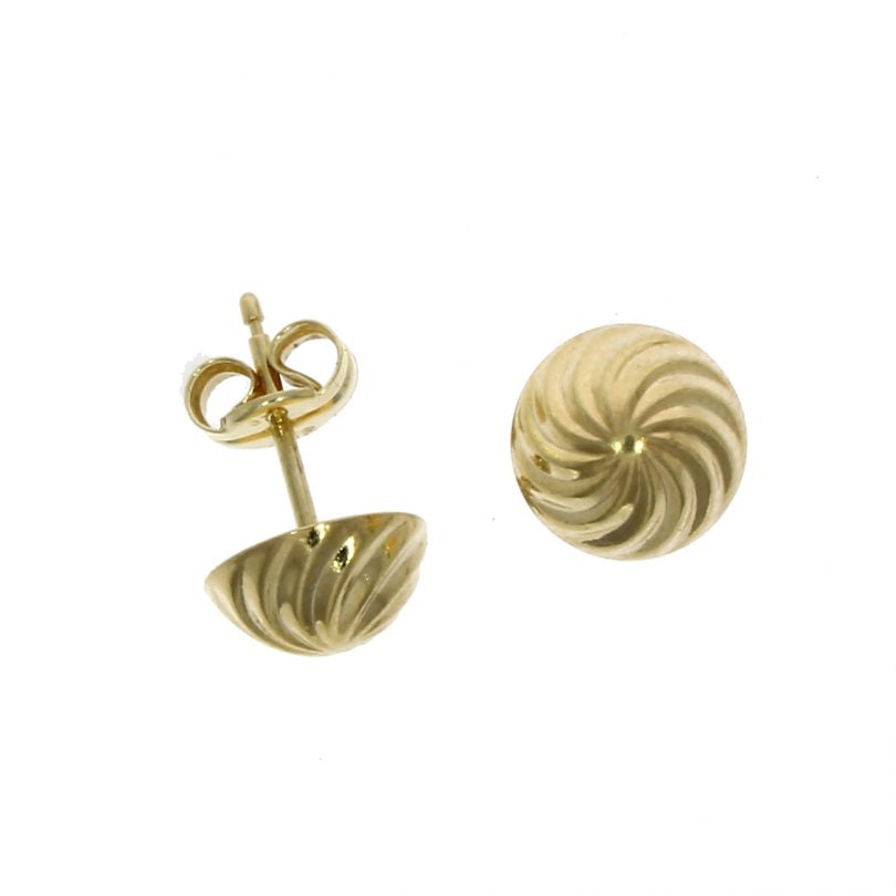 9ct Gold Dome Swirl Stud Earrings